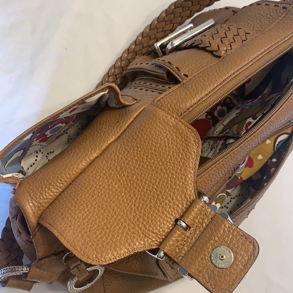 BRIGHTON Pebble Leather Braided Brown Shoulder Bag - Picture 10 of 16